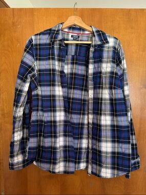 Vintage IZOD Women’s Size L Blue Plaid Button-Up Shirt